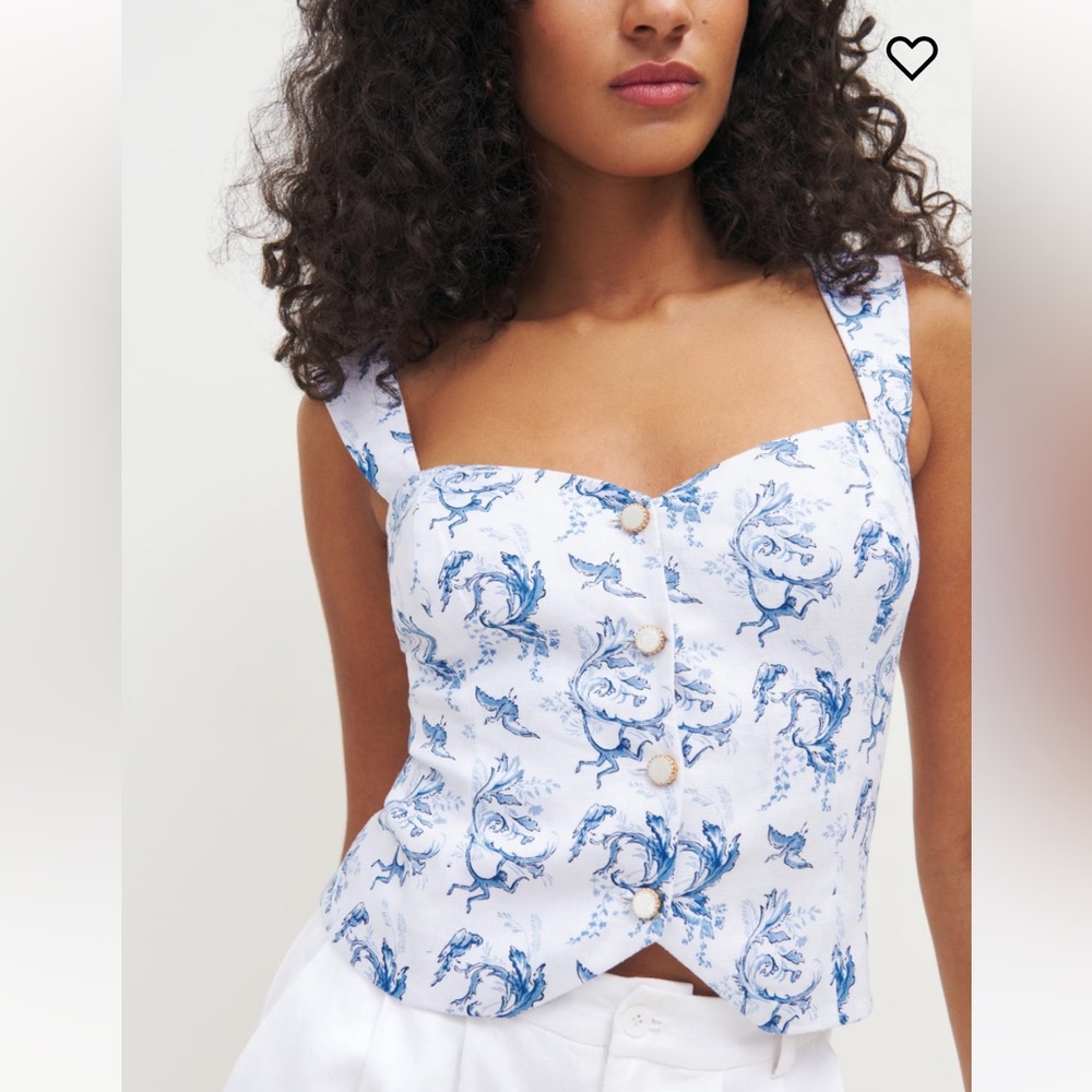 Reformation Kimberly Linen Top in Viva